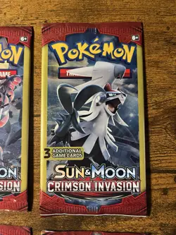 Pokemon Sun & Moon Crimson Invasion 3-Card Booster Packs Complete Art Set 4 Pack - Image 3