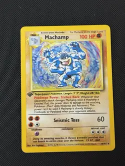 Machamp 1st edition Pokemon Card 8/102 Base Set Holo Rare - Light play - Image 1