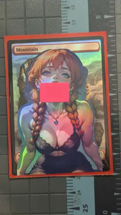 Foil Mountain x Emma Glazed (foil) MtG Altered Anime Waifu Magic The Gathering - Image 1