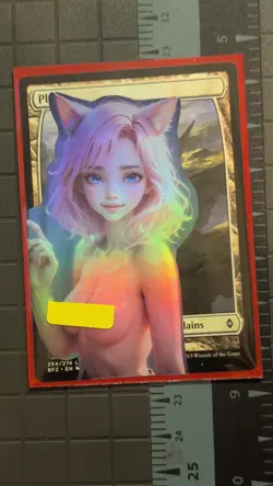 Plains x Niko Catgirl CGI (foil) MtG Altered Anime Waifu Magic The Gathering - Image 1