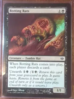 MtG Rotting Rats Conflux Magic the Gathering Black Creature Card - Image 1