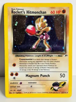 Pokemon TCG: Gym Heroes Unlimited Rocket's Hitmonchan 11/132 Holo Rare - Image 1