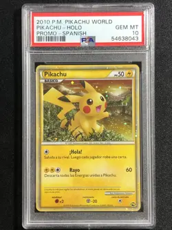 Pikachu Pokemon 2010 Holo PW Pikachu World Spanish PSA 10 - Image 1