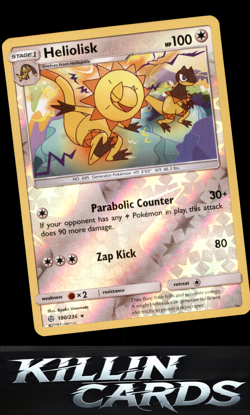Reverse Holofoil Heliolisk 180/236 Pokemon Rare SM - Cosmic Eclipse Card NM - Image 1