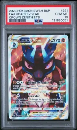 PSA 10 GEM MINT Lucario VSTAR Promo SWSH291 Crown Zenith ETB Pokemon Card - Image 1