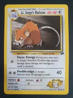 Lt. Surge's Raticate 53/132 - Gym Challenge Set - Pokemon Card - Lightly Played - Image 1