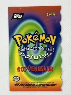 VENUSAUR Evolution POKEMON 03 of 12 Embossed 1999 Die Cut TOPPS Trading Card #03 - Image 2