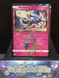 Pokemon Card Xerneas 144/214 SM Lost Thunder Prism Holo Rare NM - Image 1