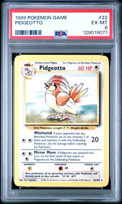 1999 POKEMON BASE SET UNLIMITED #22 PIDGEOTTO PSA 6 - Image 1