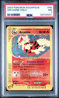 2003 POKEMON AQUAPOLIS #H2 ARCANINE-HOLO PSA 7 - Image 1