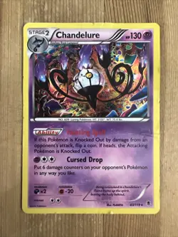 Pokemon TCG Chandelure Phantom Forces 43/119 Holo Holo Rare Damaged - Image 1