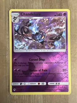Pokemon TCG Chandelure Sun & Moon - Lost Thunder 103/214 Reverse Holo Rare NM - Image 1