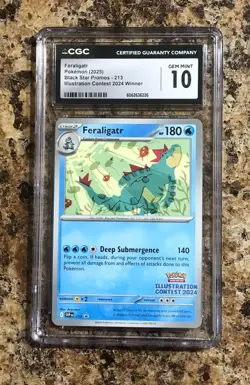 Feraligatr 213 Black Star Promo Pokemon TCG Illustration Contest 2024 CGC 10 - Image 1