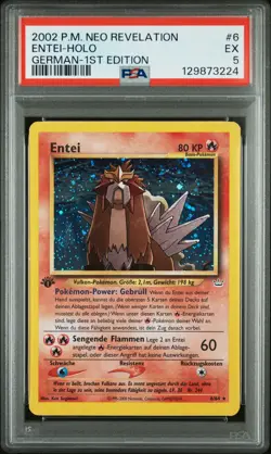 2002 POKEMON GERMAN NEO REVELATION 1ST EDITION #6 ENTEI-HOLO PSA 5 - Image 1