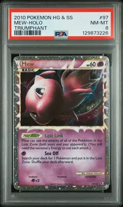 2010 POKEMON HEARTGOLD & SOULSILVER TRIUMPHANT #97 MEW-HOLO PSA 8 - Image 1
