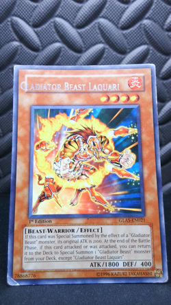 | Yugioh Gladiator Beast Laquari GLAS-EN021 1st Rare ERROR Name Shift PL | - Image 2