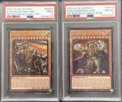 2023 PSA 9/8 YUGIOH RA01 ULTIMATE RARE ELDLICH GOLDEN LORD ALT ART SET - Image 1