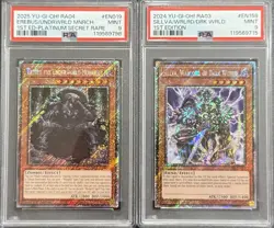 2025 PSA 9 YUGIOH RA04 PLATINUM SECRET RARE EREBUS MONARCH & WARLORD SET - Image 1