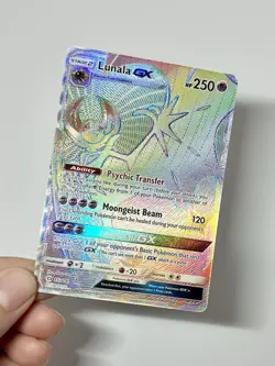 Pokemon Lunala GX Full Art Holo Card 153/149 Sun & Moon Rainbow Secret Rare LP - Image 2