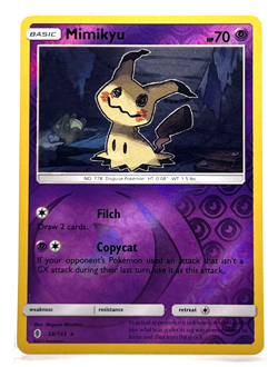 Mimikyu 58/145 Reverse Holo Pokemon Card Guardians Rising LP 2017 - Image 1