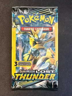 Lost Thunder 3 Card Booster Pack Pokemon TCG Zeraora Artwork Brand New Sealed Nm - Image 1
