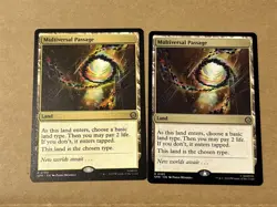 2 x mtg Multiversal Passage, rare lands, from Spiderman set, unplayed - Image 1
