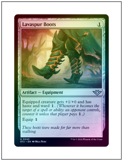1x Lavaspur Boots, Outlaws of Thunder Junction, Foil, Magic MTG NM - Image 1