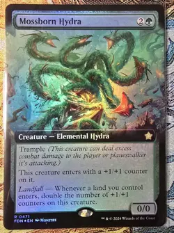 Mossborn Hydra (Extended Art) Foundations Foil, MTG, NM++ - Image 1