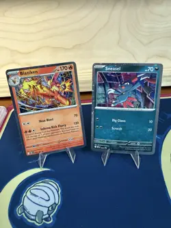 Pokemon TCG Phantasmal Flames Blaziken 042 Sneasel 020 Cosmos Holo Promo Card - Image 1
