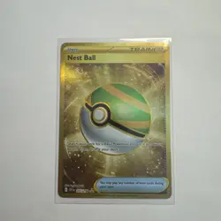 Pokemon Nest Ball 255/198 Scarlet & Violet Gold Hyper Rare Full Art Holo NM - Image 1
