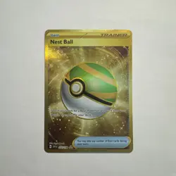 Pokemon Nest Ball 255/198 Scarlet & Violet Gold Hyper Rare Full Art Holo NM - Image 2