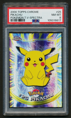 Pikachu 2000 Pokemon T.V. Topps Chrome Spectra #25 PSA 8 NM-MT - Image 1