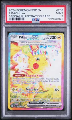 2024 POKEMON SSP EN-SURGING SPARKS SPECIAL ILLUSTRATION RARE PIKACHU EX PSA 9 - Image 1