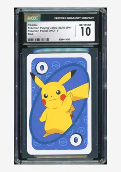 Pokemon CGC 10 GEM MINT Pikachu Blue 2021 Pokemon Pocket Uno Japanese - Image 1