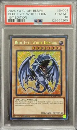 2025 PSA 10 YUGIOH BLMM SECRET RARE BLUE EYES WHITE DRAGON 💫 - Image 1