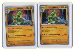 x2 Team Rocket's Tyranitar 096/182 - Destined Rivals Holo Card Lot - Image 1
