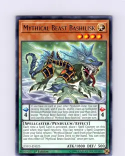 Yu-Gi-Oh TCG Mythical Beast Bashilisk EXFO-EN025 1st Edition Rare Card NM - Image 1