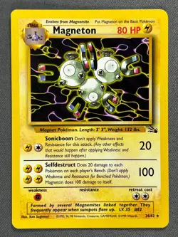 Magneton 26/62 Base Set Series Fossil RARE Stage 1 Pokemon Card 1999 WOTC MP - Image 1