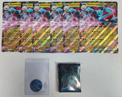 Pokemon JUMBO x6 Salamence + Phantasmal Flames Charizard Card Sleeves & Coin Lot - Image 1