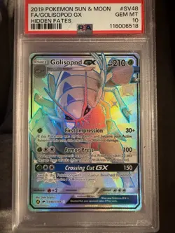 Pokemon TCG Golisopod GX Full Art Holo Card SV48 PSA 10 Hidden Fates - Image 1