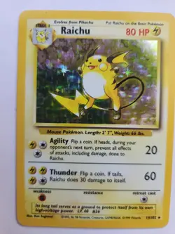 Raichu Base Set Holo Pokemon Card WOTC NM - Image 1