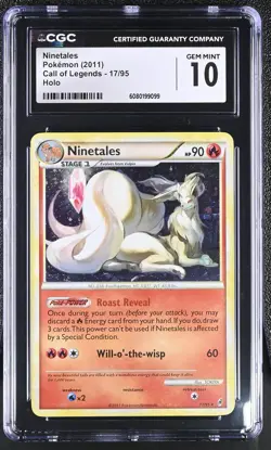 CGC 10 GEM MINT Ninetales 2011 Call of Legends 17/95 Holo Pokemon Card - Image 1