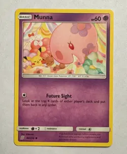 Munna 88/236 Sm-Unified Minds Regular Pokemon 2019 NM/ M Feat Pikachu - Image 1