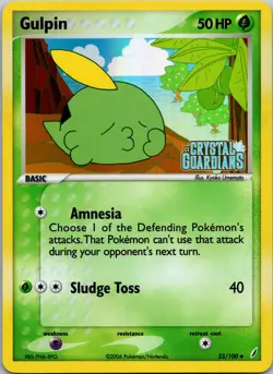 Gulpin 33/100 Near Mint ex Crystal Guardians Reverse Holo Stamped Pokemon - Image 1