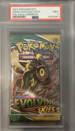 Pokemon Evolving Skies Umbreon Art Authentic Sealed Graded Booster Pack PSA 9 - Image 1