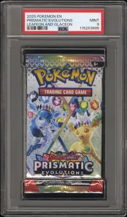 2025 POKEMON INT'L SCARLET & VIOLET PRISMATIC EVOLUTIONS BOOSTER PACK PSA 9 - Image 1