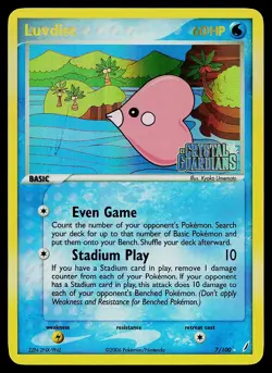 Pokemon Card - Luvdisc Crystal Guardians Stamped 7/100 Holo Rare Reverse Holo - Image 1