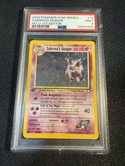 PSA 9 MINT Sabrina's Gengar 14 Gym Heroes 1st Edition Holo Pokemon Card - Image 1
