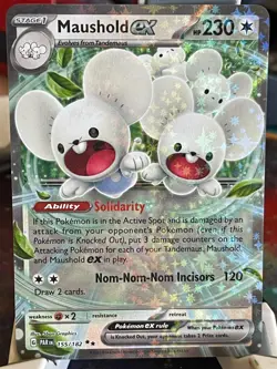 POKEMON MAUSHOLD EX 155/182 DOUBLE RARE HOLOFOIL PARADOX RIFT NM CARD - Image 1