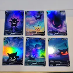 Lot of 6 Custom holo Gengar V Pokemon Trading Card sleeved & top loaded - Image 1